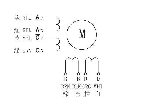 57mm 兩相混合式步進電機接線方式：